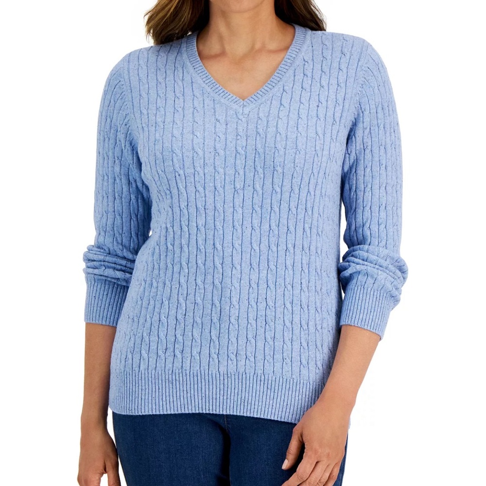 V-Neck Cable Sweater - Picture 3 of 3